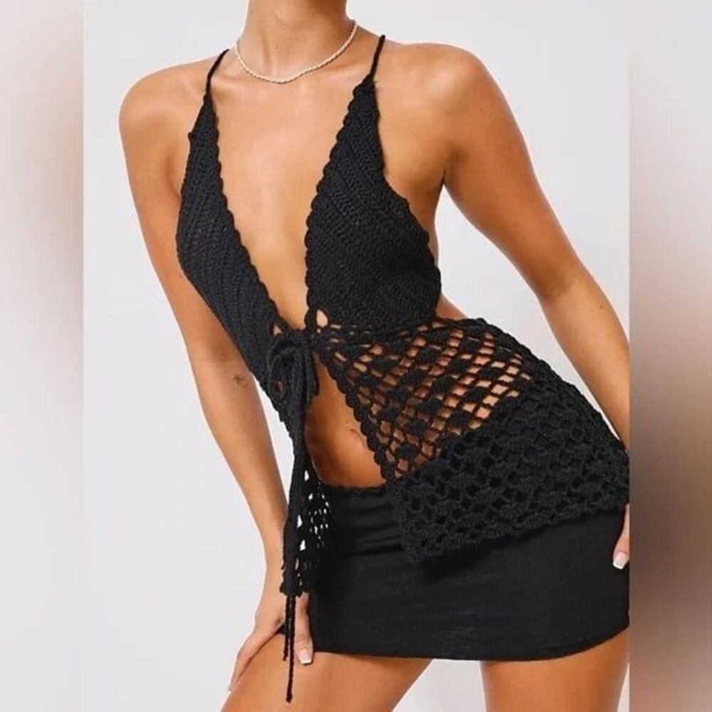 Tiger mist crochet halter top xs
